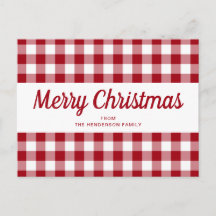 Röd Gingham God Jul Script