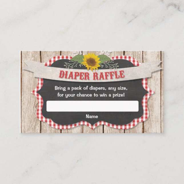 Röd gingham gult solblommor baby blöjraffel tilläggskort (Framsida)