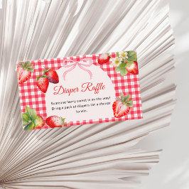 Röd Gingham Jordgubbs Blöja Lotteri Babyfirande Tilläggskort