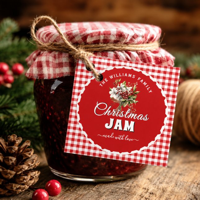 Röd Gingham jul jams hängande etikett (Skapare uppladdad)