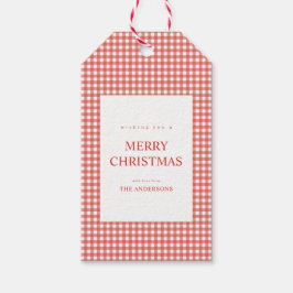 Röd Gingham Jul Presentetikett