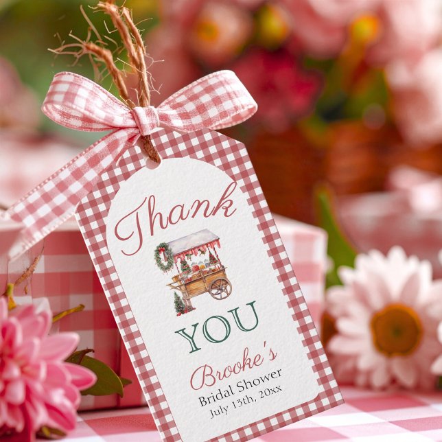 Röd Gingham julmarknad tack Bröllopsdusch Presentetikett (Skapare uppladdad)