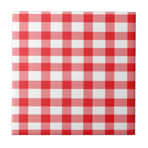 Röd Gingham Kakelplatta
