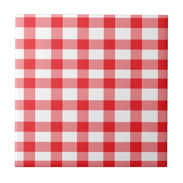 Röd Gingham Kakelplatta (Framsidan)
