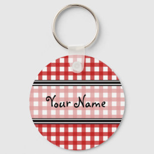 Röd Gingham Keychain Nyckelring