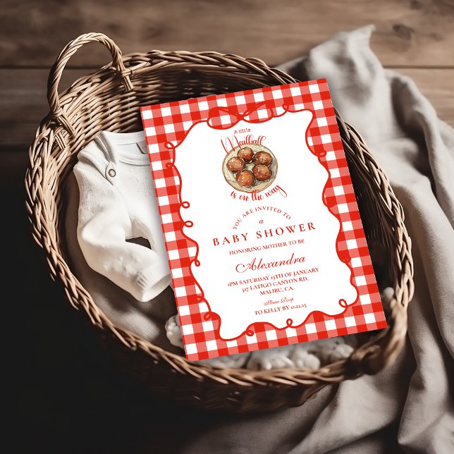 Röd Gingham Köttbulls Baby Shower Inbjudningar (Skapare uppladdad)