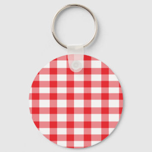 Röd Gingham Nyckelring