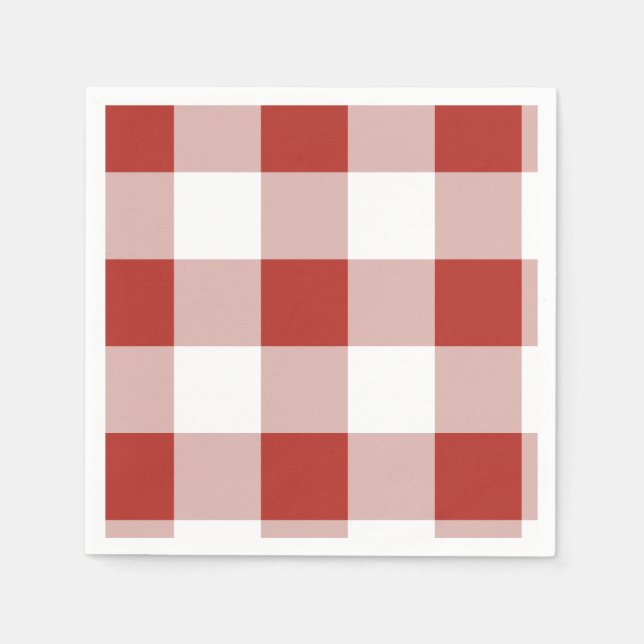 Röd Gingham Pappersservett | Röd Rutig Festtillbeh (Framsidan)