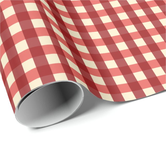 Röd Gingham Presentpapper (Rullad Hörn)
