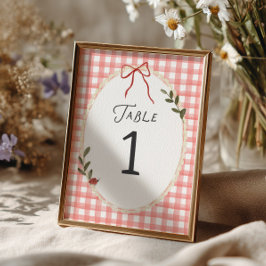 Röd Gingham Ram Babyshower Bordnummer