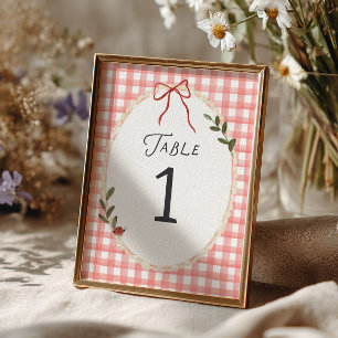 Röd Gingham Ram Babyshower Bordnummer
