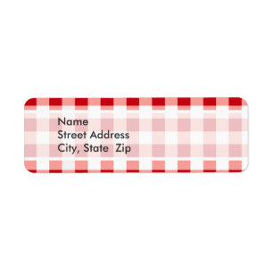 Röd Gingham Returadress Etikett