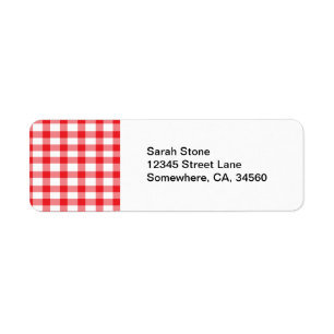 Röd Gingham Returadress Etikett