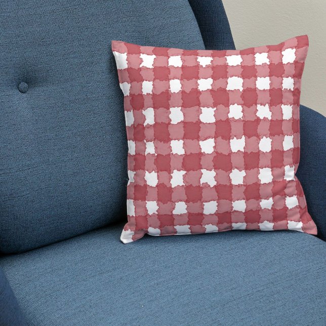 Röd Gingham Rutig Bakgrund Plaid Mönster Kudde (Skapare uppladdad)