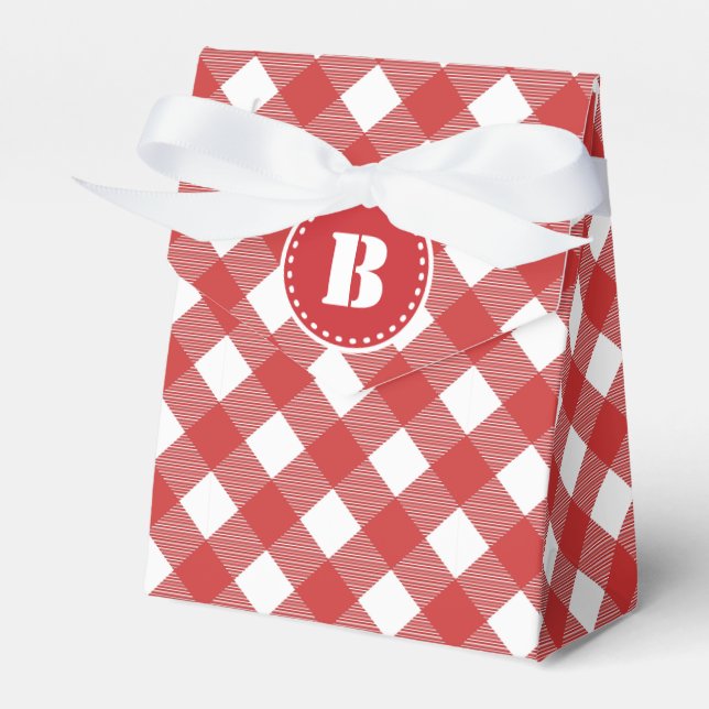 Röd Gingham Rutig Mönster Favorit Låda Presentaskar (Framsidan Sidan)