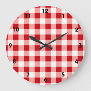 Röd Gingham Stor Klocka