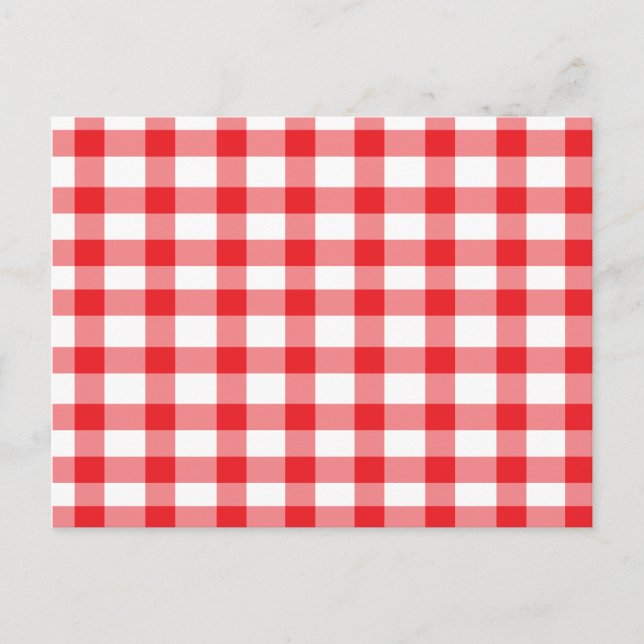 Röd gingham vykort (Framsida)