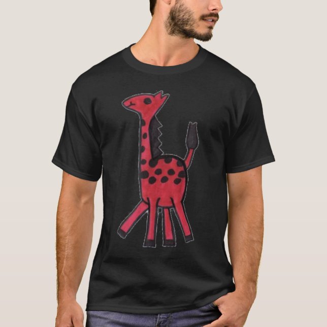 Röd giraffT-tröja Tee Shirt (Framsida)