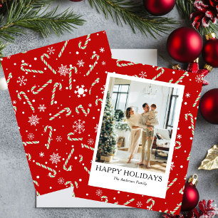 Röd glad familj Holiday Photo Card modern Julkort