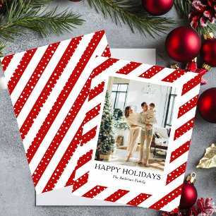 Röd glad familj Holiday Photo Card modern Julkort