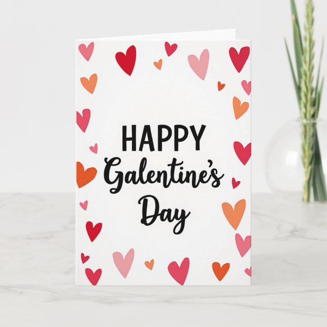 Röd Glad Galentines Dag Kort (Framsida)