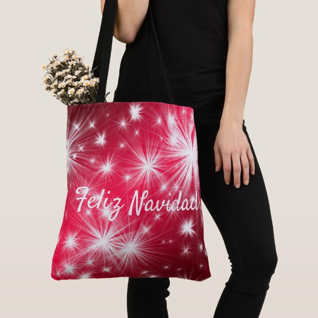 Röd Glad Jul Handlederbjudande Fira jul Tygkasse (Närbild)