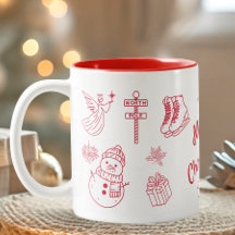 Röd Glad Jul Handritad