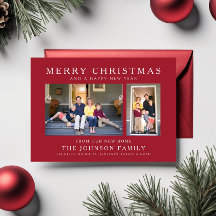 Röd Glad jul Ny Hem Foto Högtidskort