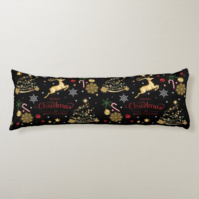 Röd Glad Julgran Kroppskudde (Framsidan)