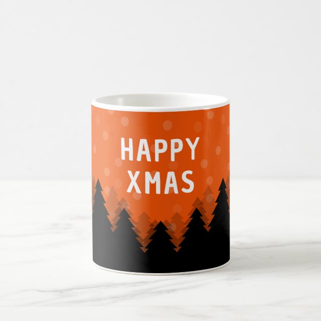 Röd Glad Xmas-mugg med skog, träd och snö Kaffemugg (Center)