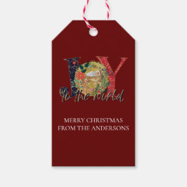 Röd glädje för världsnyheten Ditt budskap Presentetikett