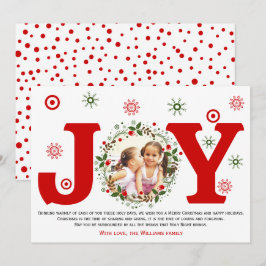 Röd glädje och julblomsterkransfoto julkort