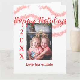 Röd glitter barn familj foto god jul namn kort