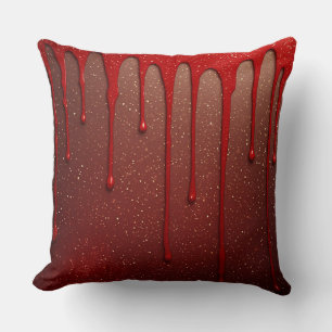 Röd glitter droppande kudde