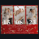 Röd Glitter Foto Collage Spara Datum Kort Reklamblad<br><div class="desc">Fantastiska och moderna Spara datum-kort för din bröllop. Spara datum-korten levereras med en anpassningsbar fotokollage-stil av paret och extra detaljer på baksidan. Bröllopskorten är lätta att anpassa och anländer till en låg budget.</div>