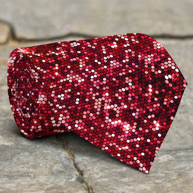 Röd Glitter Glans Elegant Lyster Lyx Trendig Slips (Skapare uppladdad)