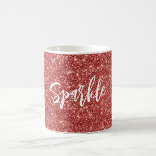 Röd Glitter Gnistrande Jul Kaffemugg