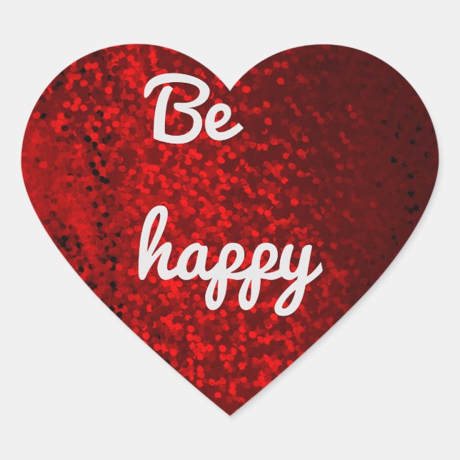 röd glitter-hjärtdekal hjärtformat klistermärke (Framsida)