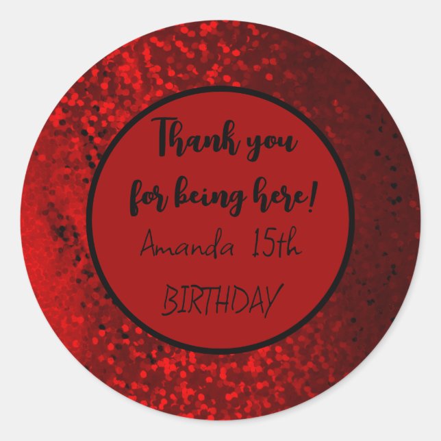 röd glitter-hjärtdekal runt klistermärke (Framsida)