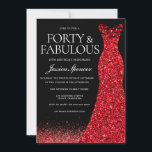 Röd Glitter-klänning, 40:e födelsedag Party Inbjudningar<br><div class="desc">Röda Glitter-receptet,  40:e födelsedagsinbjudan - 40- och Fabulous-variationer till inbjudan och matchande artiklar i vår butik</div>