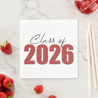 Röd Glitter Klass 2026 Pappersservett
