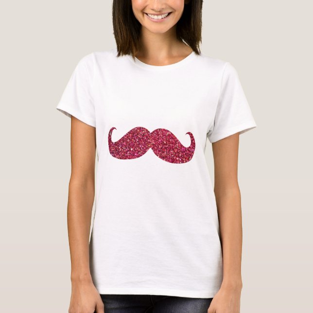 Röd Glitter Mustasch Tee (Framsida)