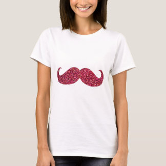 Röd Glitter Mustasch Tee Shirt