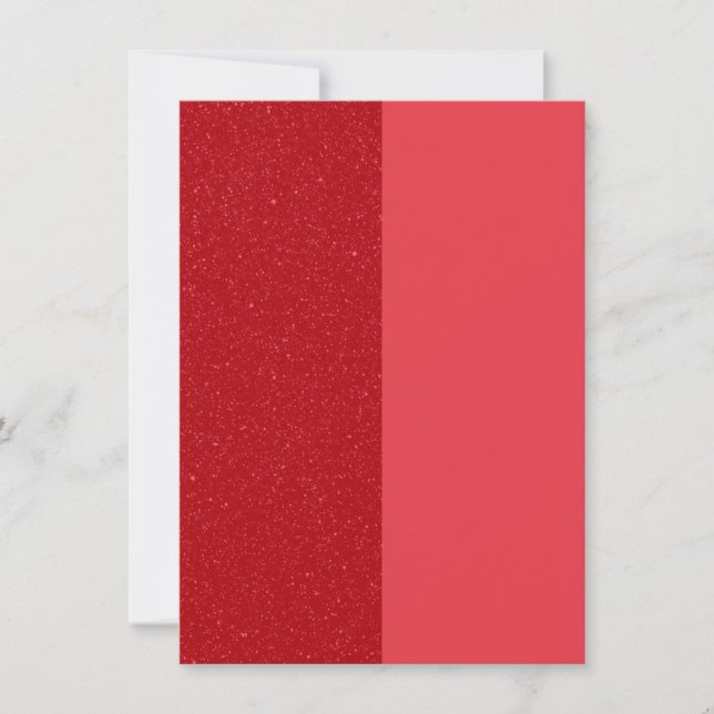 Röd glitter och solidt delat vykort för tack (Framsida)