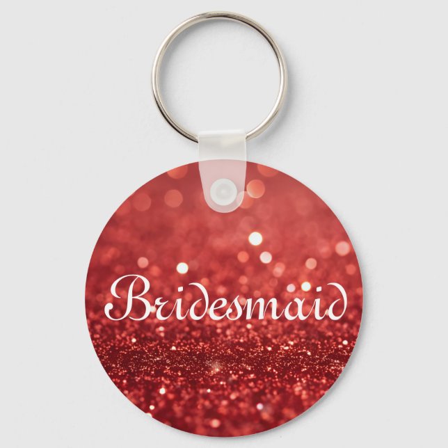 Röd Glitter Personlig Brudtärna Nyckelring (Framsida)