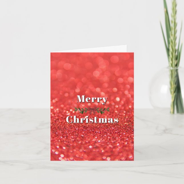 Röd glittereffekt, God jul Kort (Framsida)
