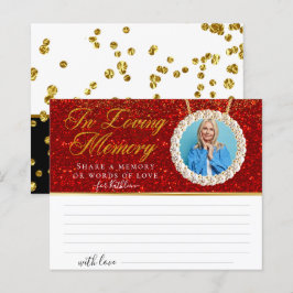 Röd glitterfotodelning Minneskort begravningskort