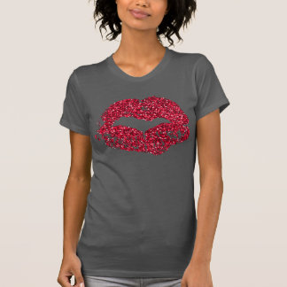 Röd glitterläpparskjorta t shirt
