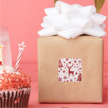 Röd glitterren Juldekoration Klistermärke