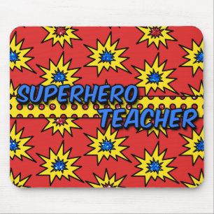 Röd glitterSuperherolärare Mousepad Musmatta